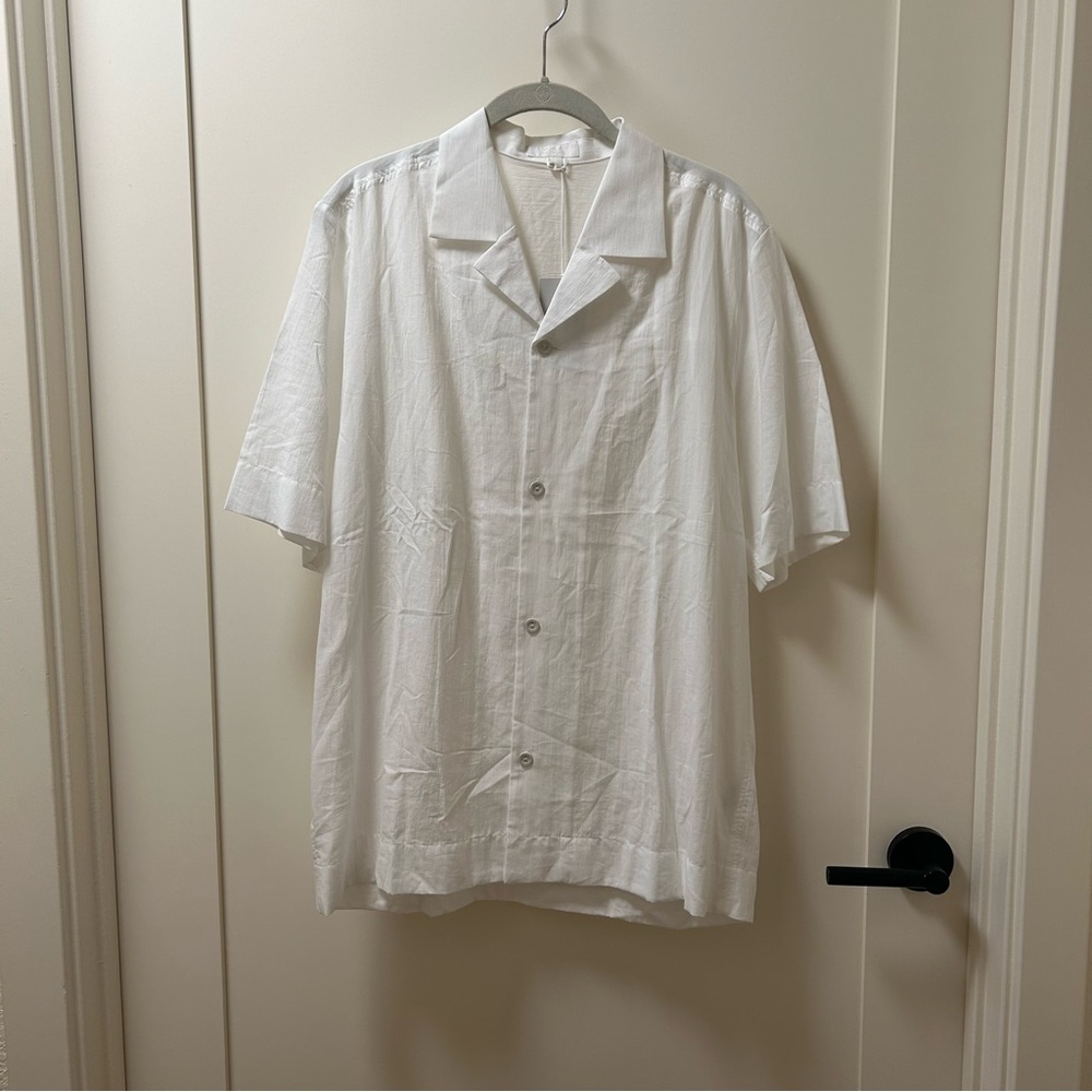 NWT COS men small button white shirt 100% cotton short sleeve